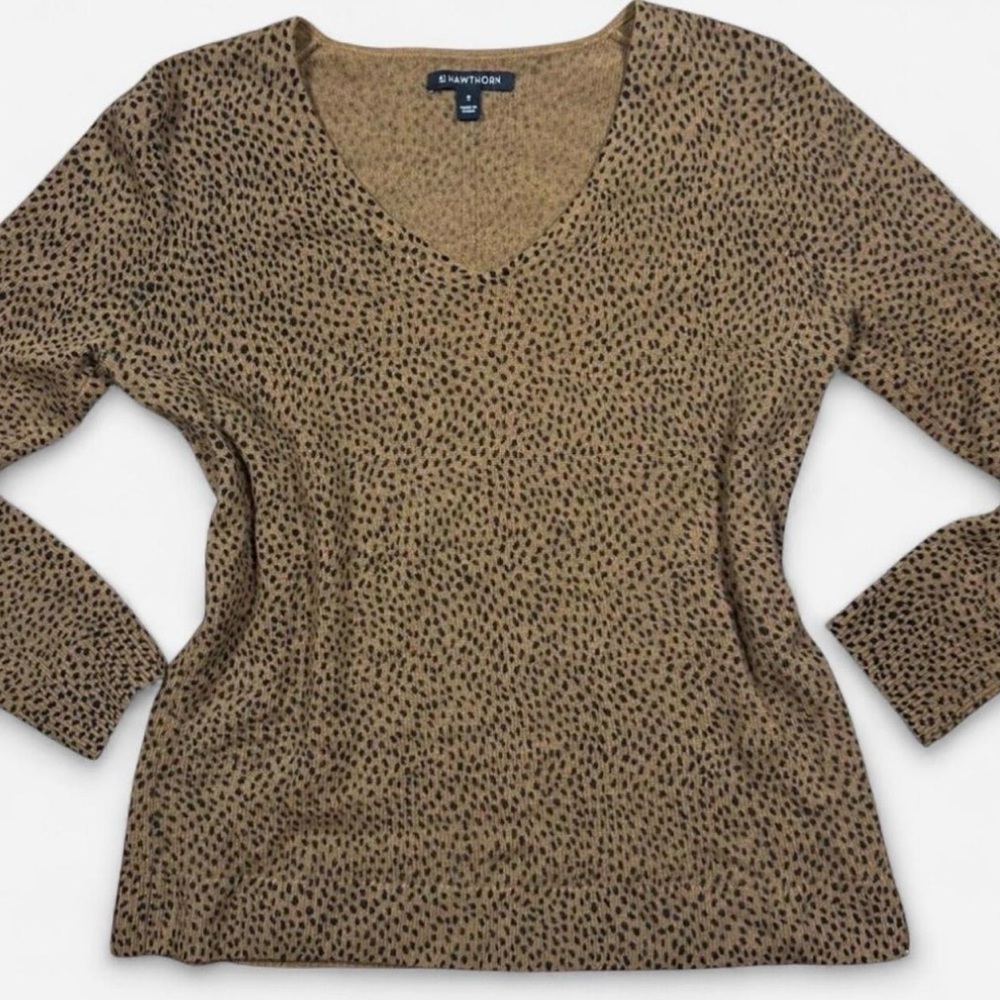 100% Cashmere Hawthorn Leopard Print Long Sleeve Shirt Soft Luxury Women’s Med